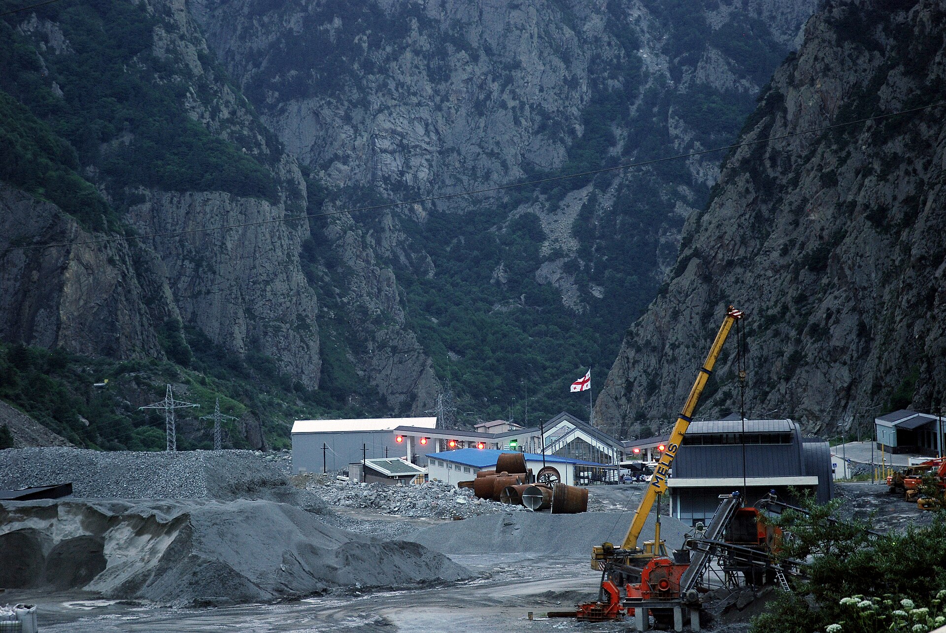 The Dariali Gorge at Verkhny Lars, the land border crossing between Russia and Georgia