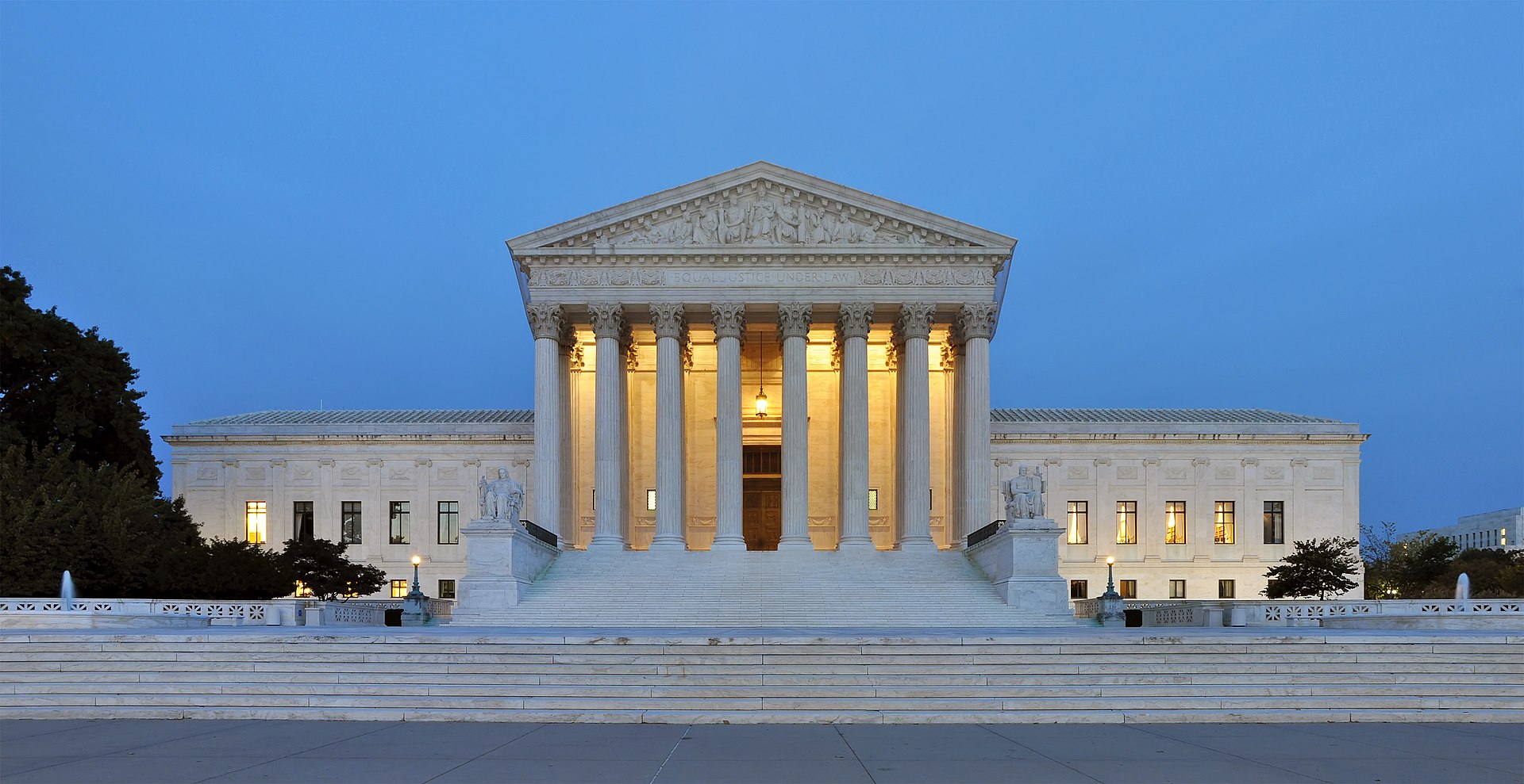The Supreme Court of the United States building at dusk