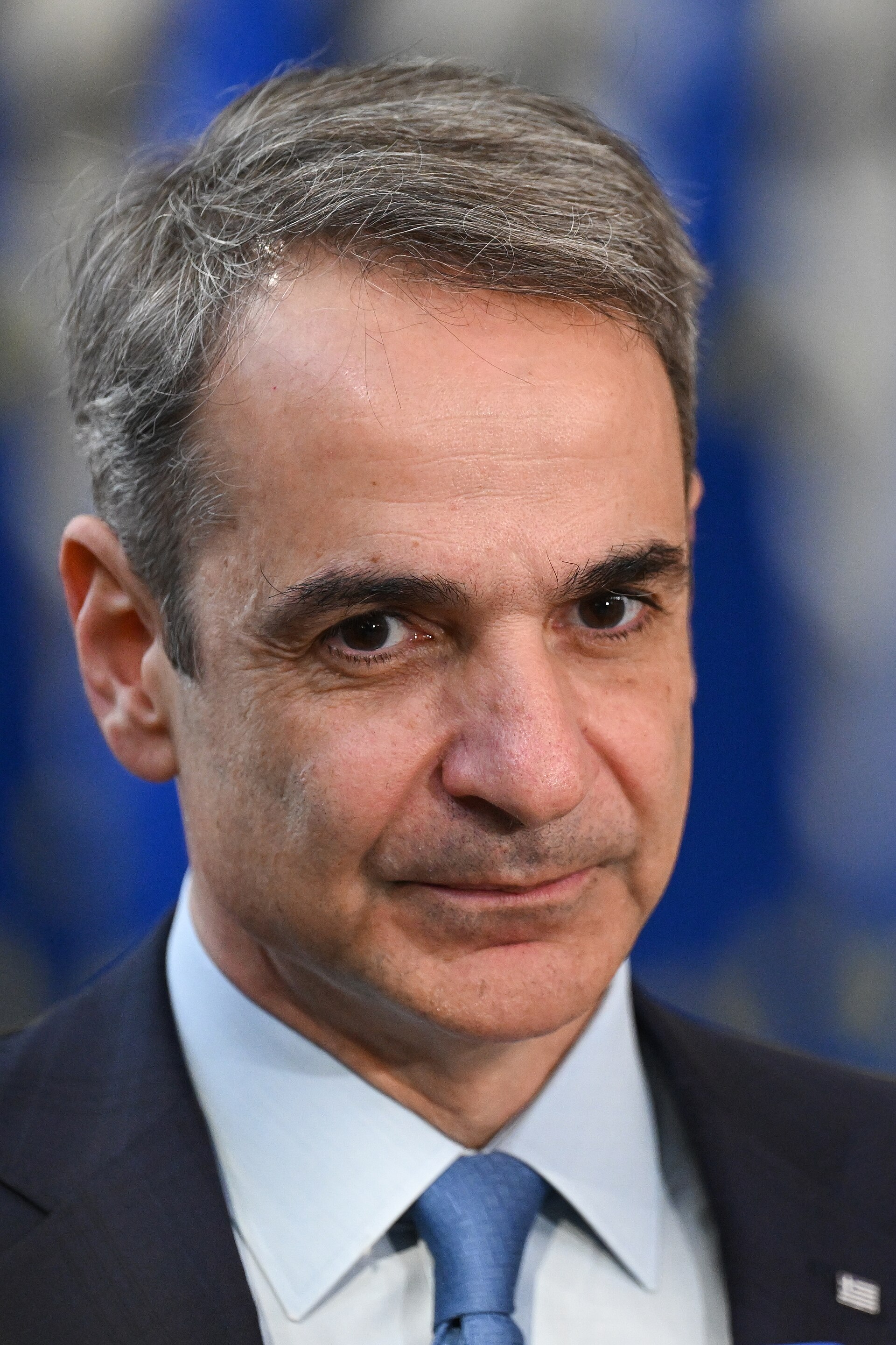Kyriakos Mitsotakis, Prime Minister of Greece, at a European Council meeting