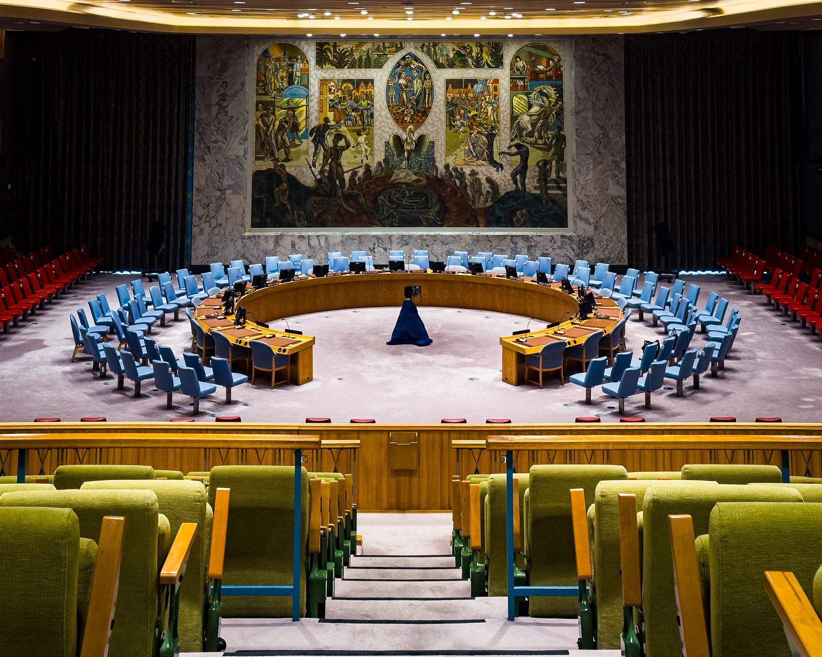 The UN Security Council chamber at United Nations Headquarters