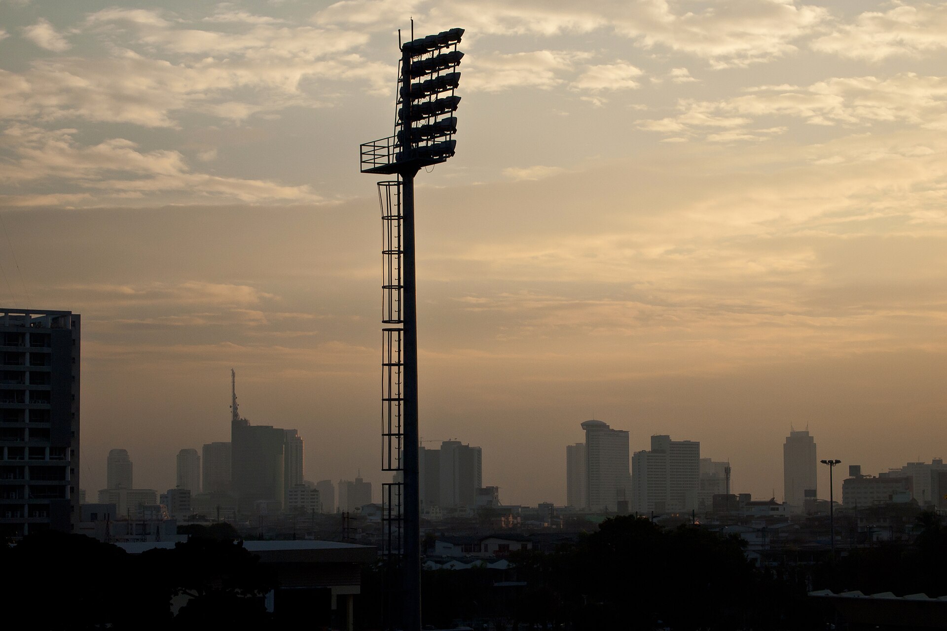 The Bangkok skyline at sunset