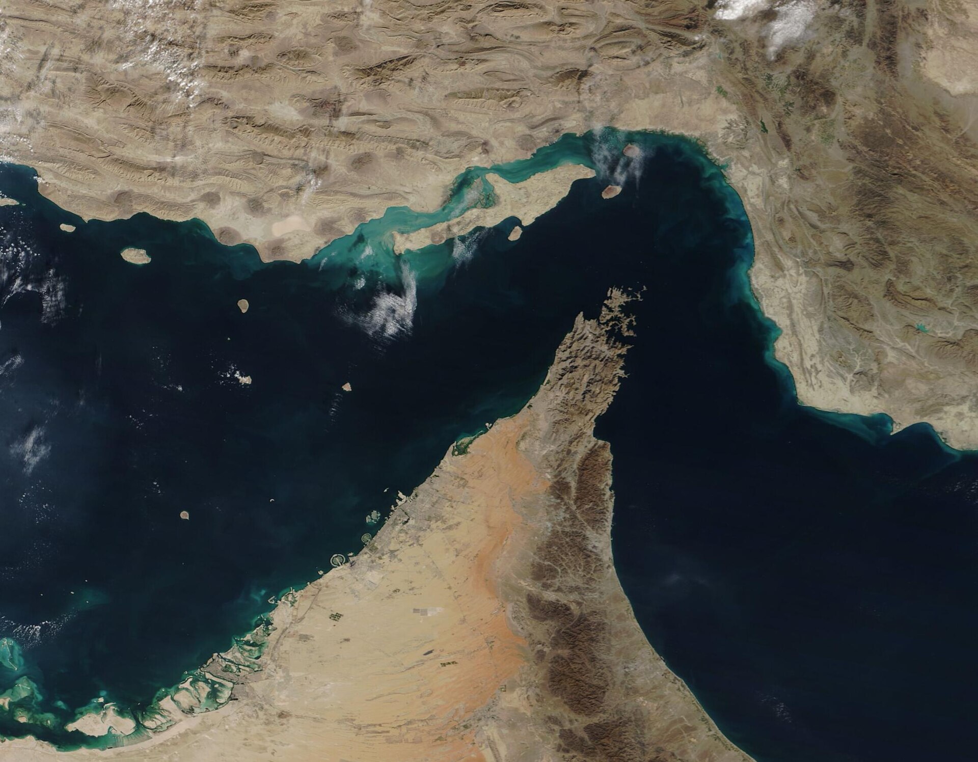 Satellite image of the Strait of Hormuz