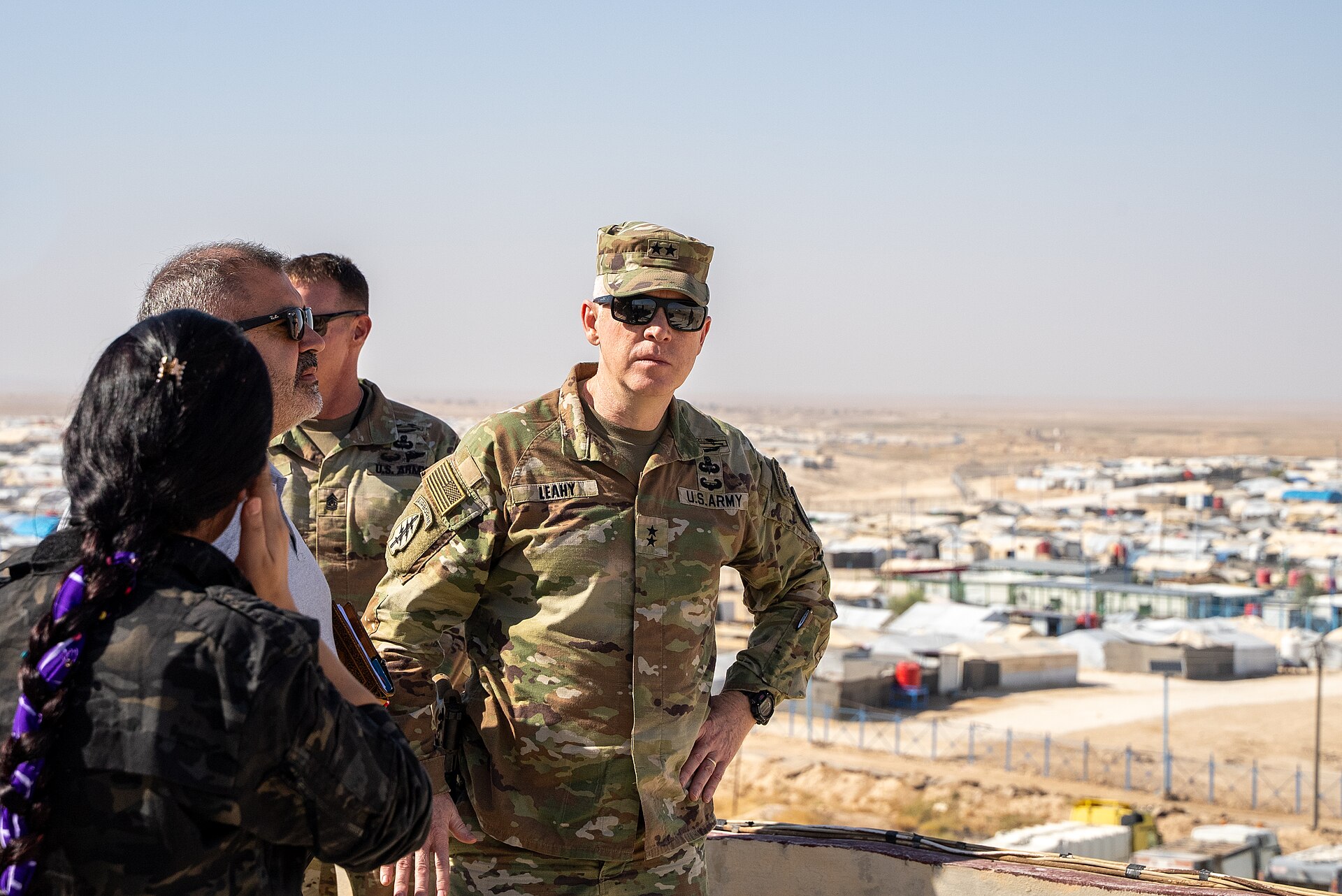 Tents and residents at the al-Hol displaced persons camp in north-east Syria during a visit by the commander of Operation Inherent Resolve