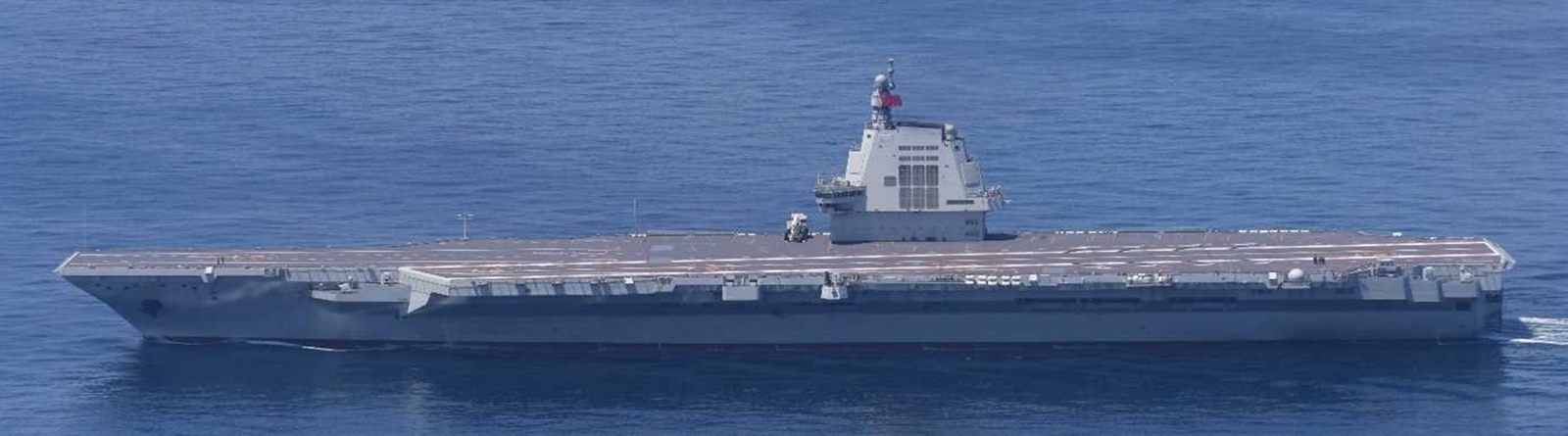 Chinese aircraft carrier Fujian (CV-18) at sea, photographed by Japan's Ministry of Defense