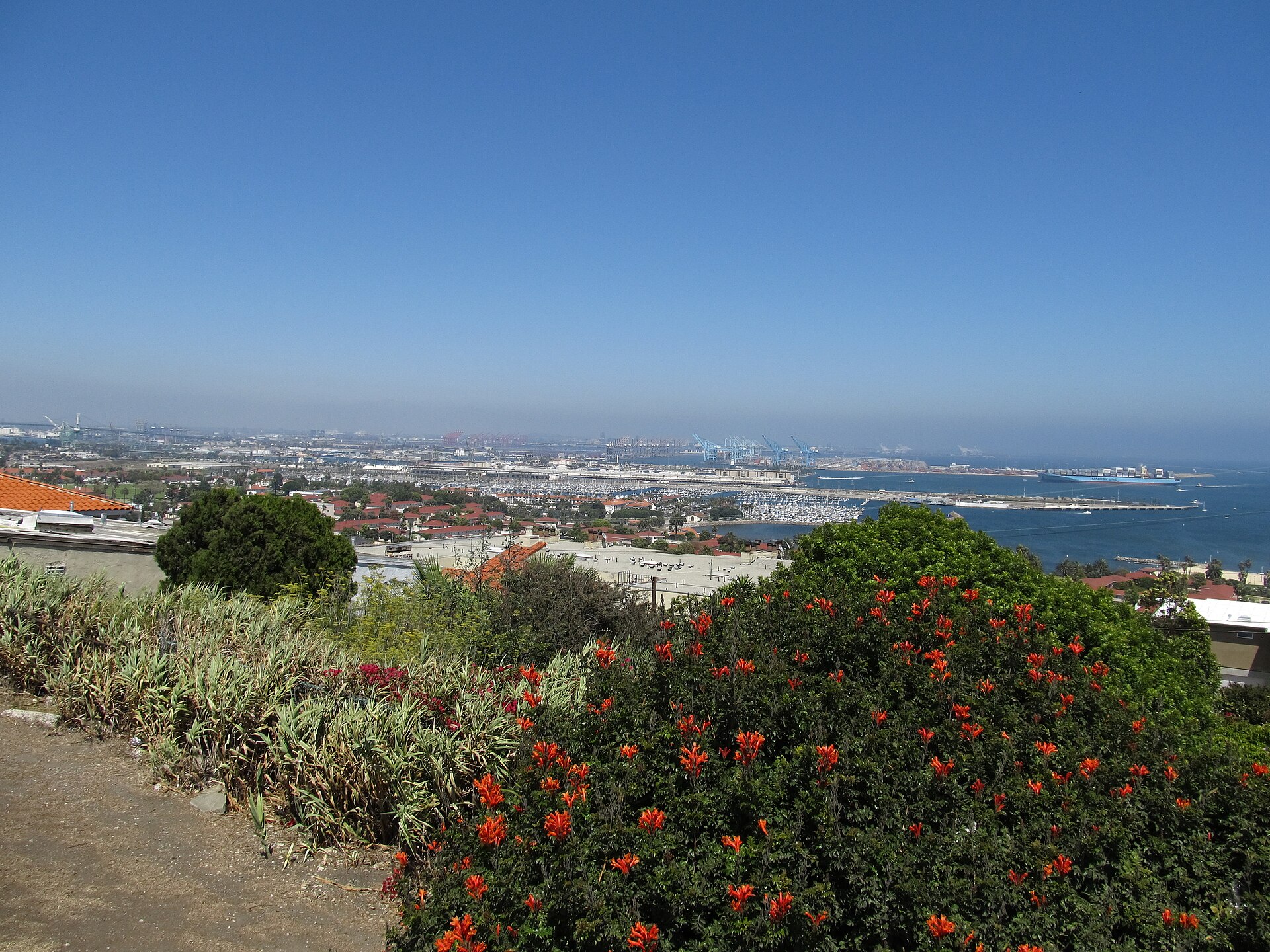 Container ships and cranes at the Port of Los Angeles and Port of Long Beach, California
