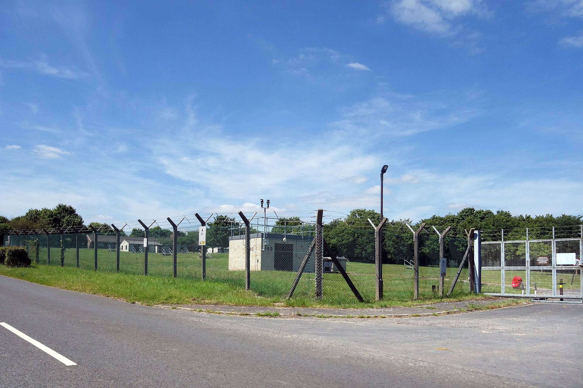 Military perimeter fencing at the Fairford airfield