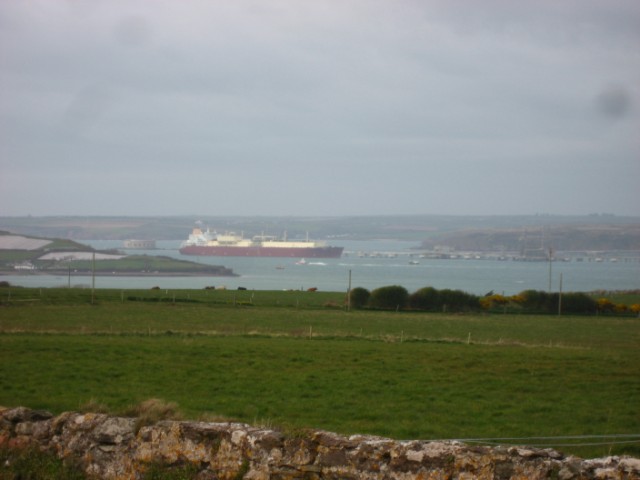 The LNG tanker Tembek delivering the first shipment of liquefied natural gas to Milford Haven's South Hook terminal