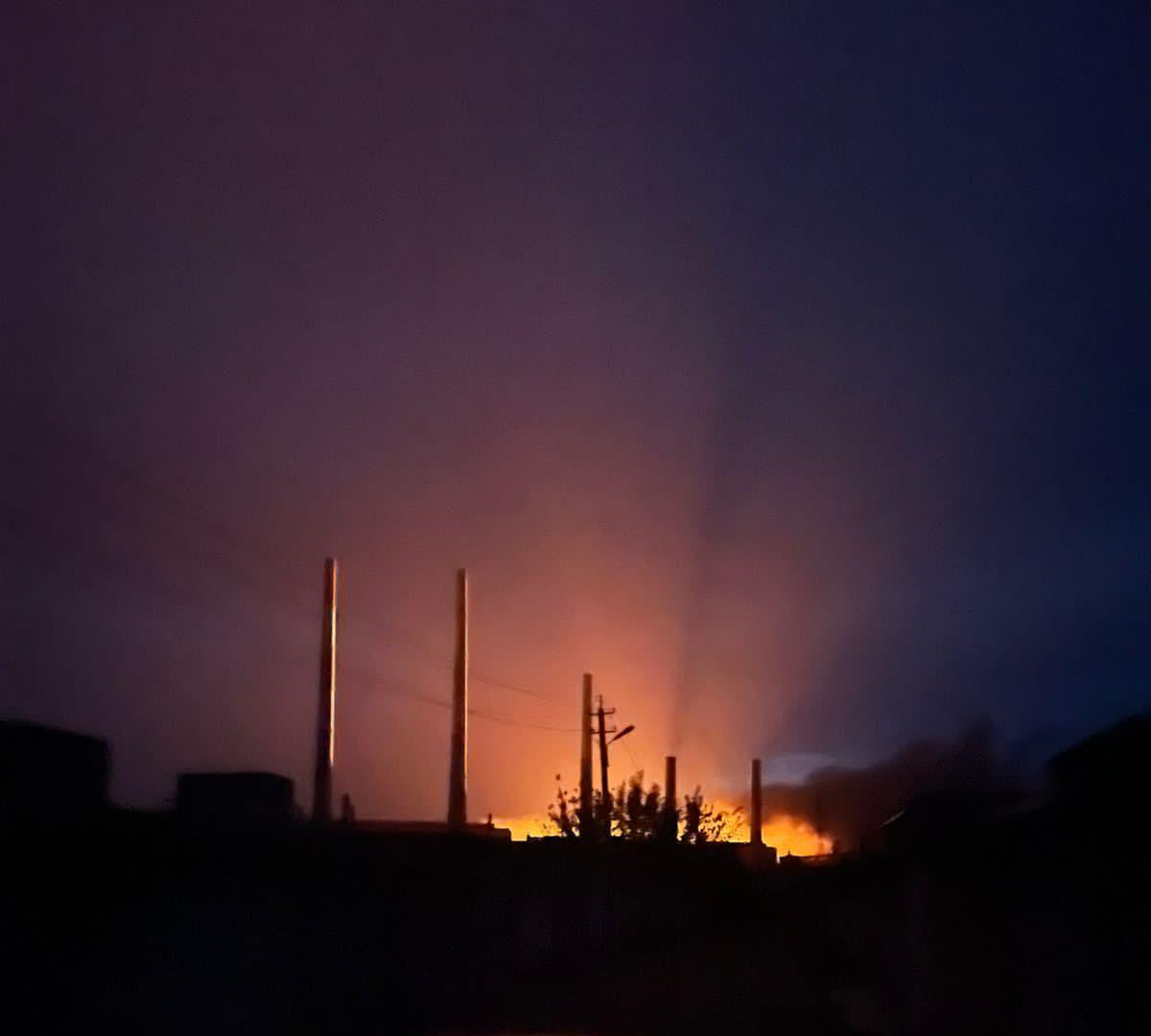 The Zmiivska thermal power station in eastern Ukraine, its buildings damaged and smoking after Russian shelling in 2022.