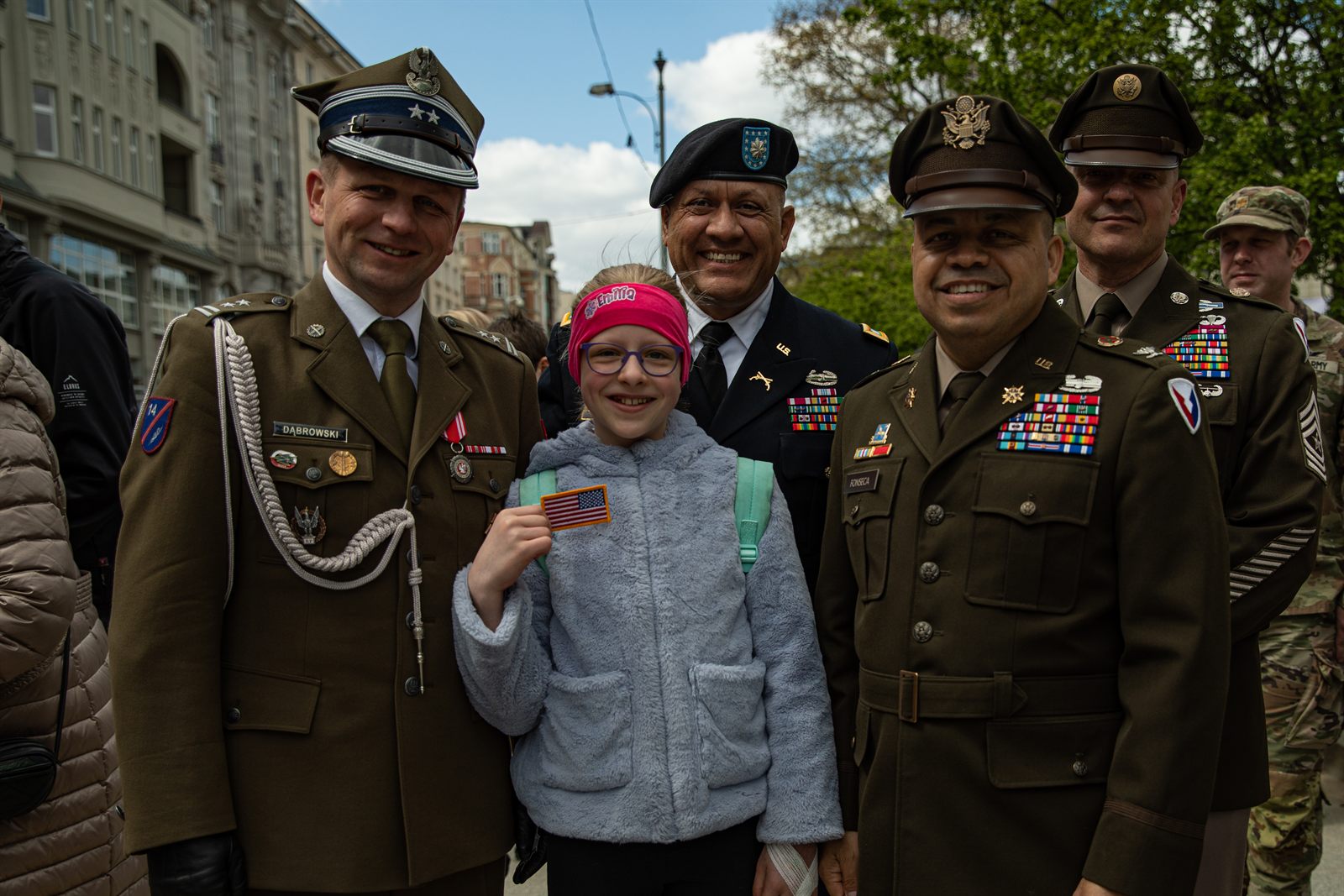 US Army Garrison Poland leadership with Polish Land Forces officers at a ceremony in Poznan