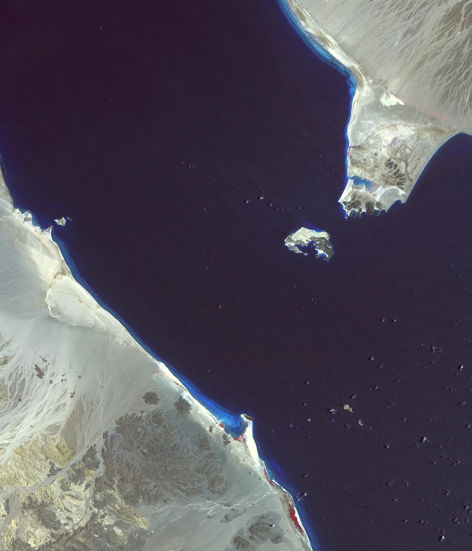 Satellite image of the Bab-el-Mandeb Strait between Yemen and the Horn of Africa