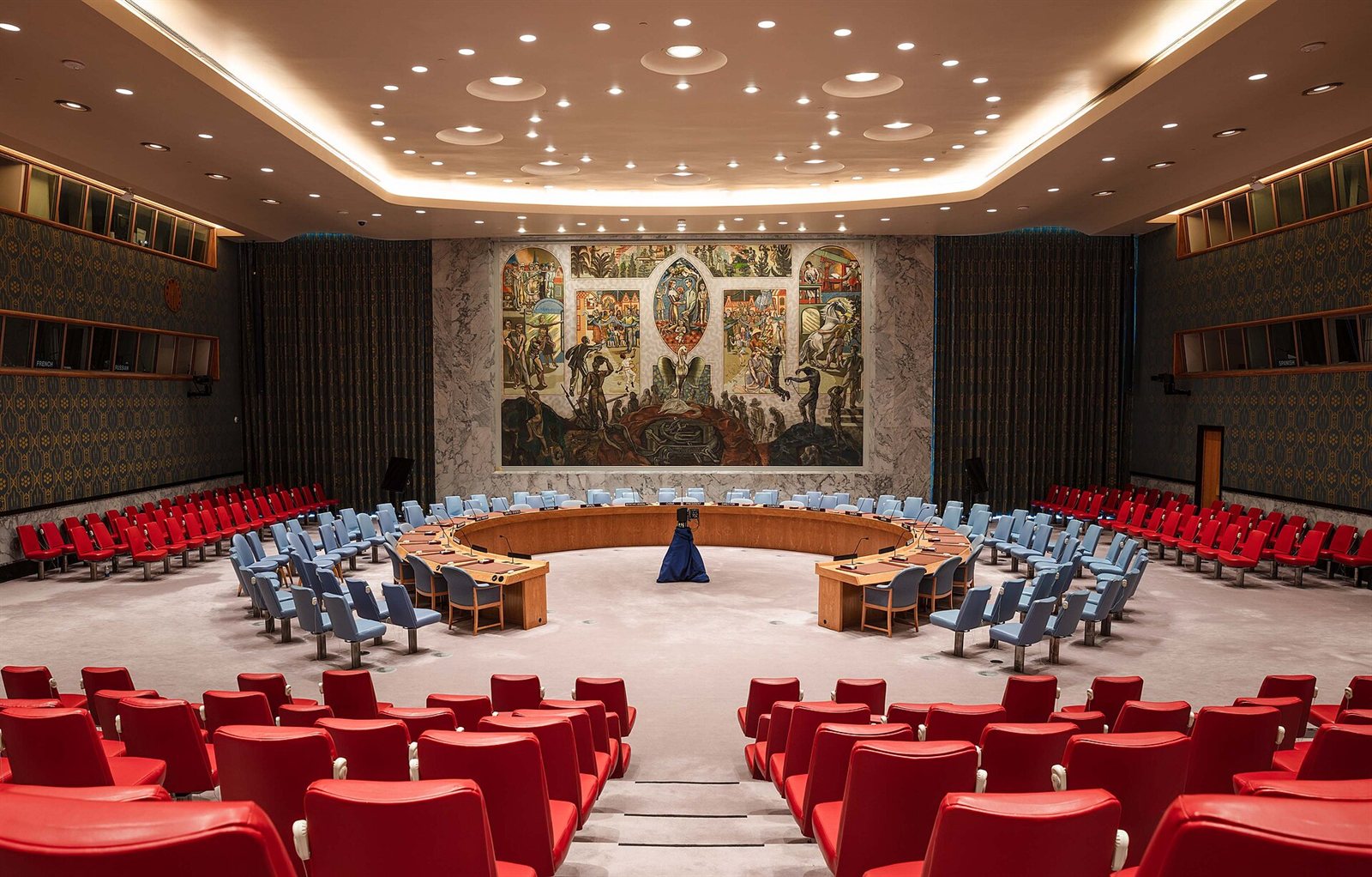 The United Nations Security Council chamber in session