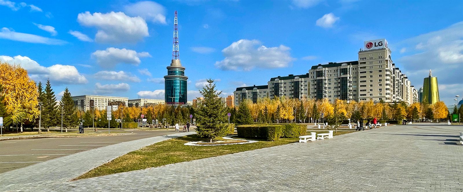 Vyacheslav Bukharov / Wikimedia Commons · CC BY-SA 4.0 The modern skyline of Astana, the capital of Kazakhstan