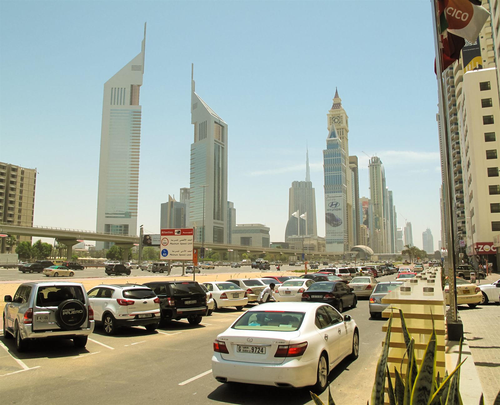 Francisco Anzola / Wikimedia Commons · CC BY 3.0 The high-rise skyline along Sheikh Zayed Road in Dubai, United Arab Emirates